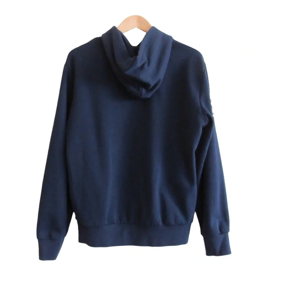 Polo Ralph Lauren Men’s Navy Blue Gold Crest Double Knit Hoodie Sweatshirt Small - Picture 2 of 12